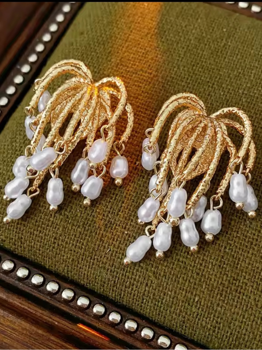 Vintage Gold Pearl Cascade  Earrings